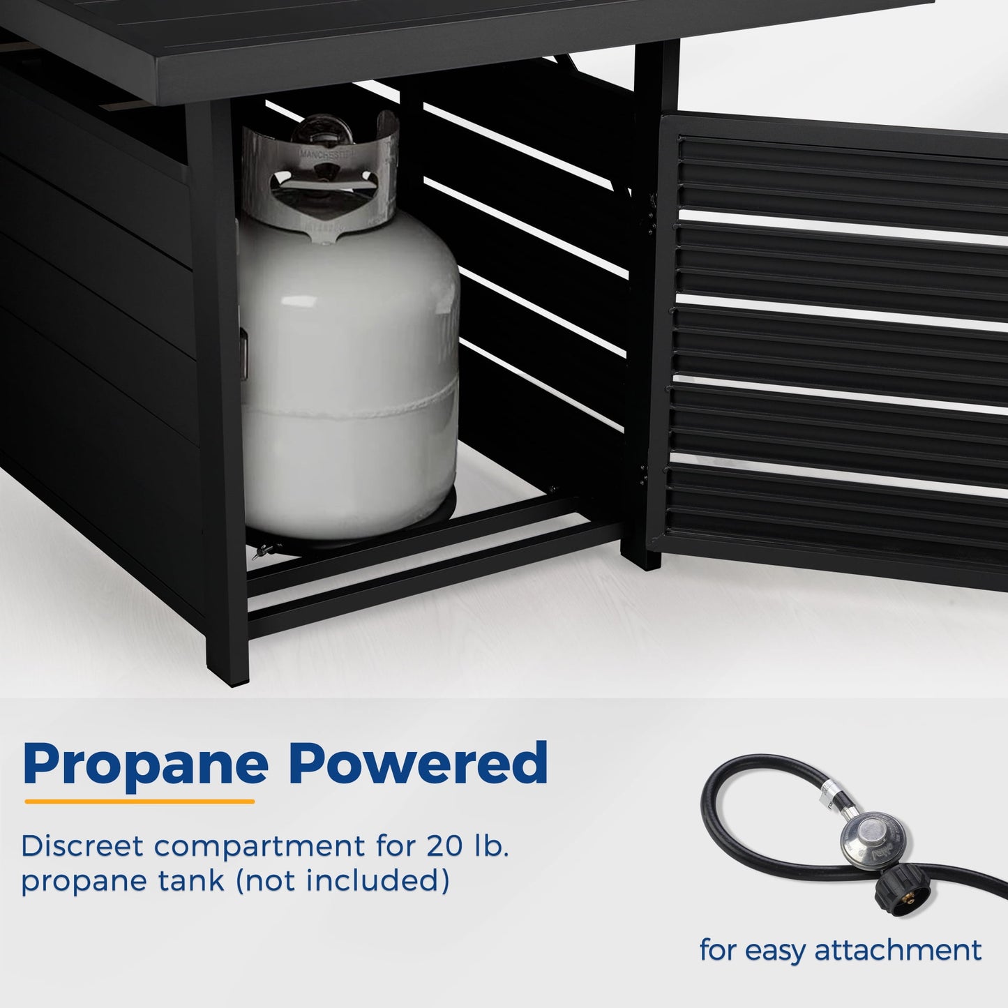 Superjoe 54” Rectangular Propane Fire Pit Table with Stainless Burner Waterproof Cover