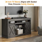 Heynemo TV Stand for 65+ Inch TV, Farmhouse 34'' Tall Entertainment Center for 23" Fireplace, Rustic TV Console with Sliding Bar Door for Living Room (Dark Grey)