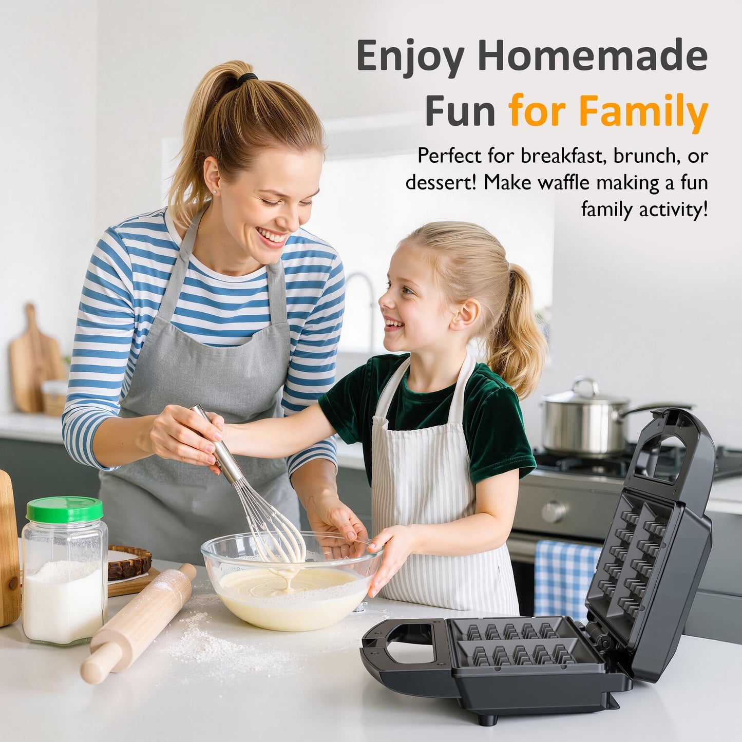 Heynemo Electric Belgian Waffle Maker, 2 Slices Waffle Iron, Nonstick Plates, Indicator Light, Cool Touch Handle, Vertical Storage, Easy to Clean, Silver