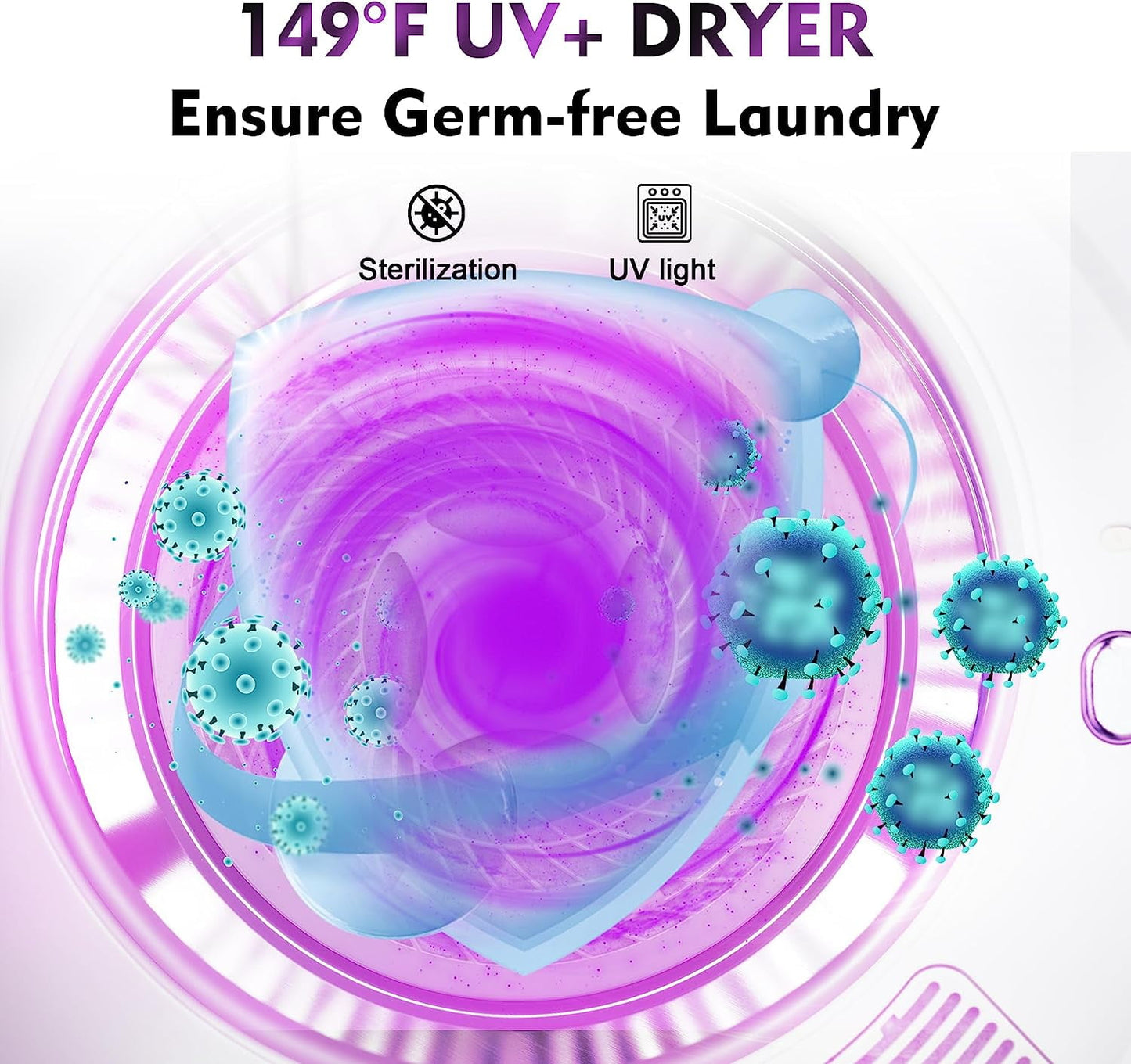 Portable Clothes Dryer 8.8 Lbs Compact Electric Dryer with Smart Moisture Sensor 850W Dryer with LCD Control Panel Tumble for RV Apartment Dorm Home, White