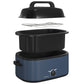 Royalcraft 22 Quart Electric Turkey Roaster Oven with Visible Glass Lid,Removable Pan & Rack, Stainless Steel,Blue
