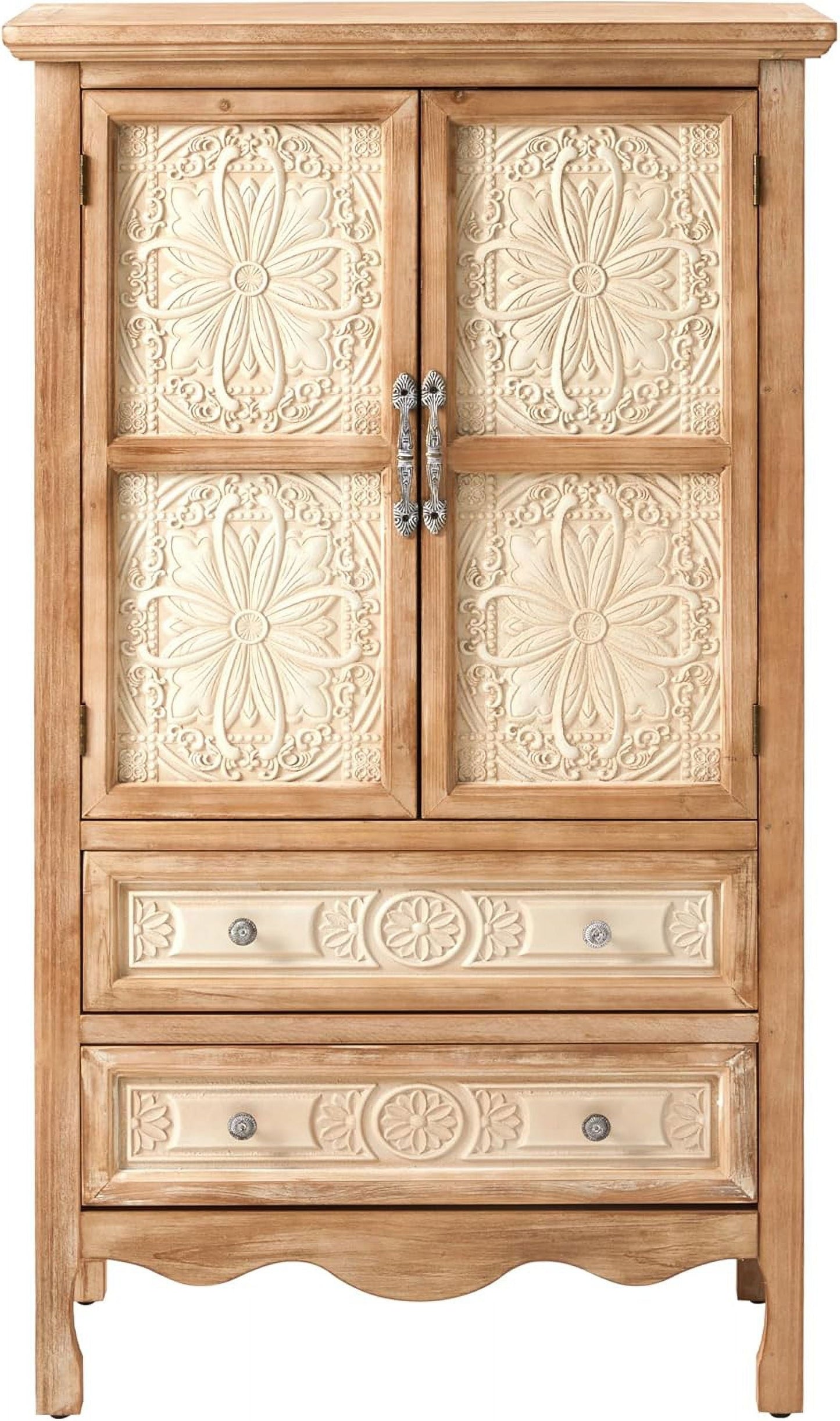 May in Color Kitchen Pantry Storage Cabinet, 48" Tall Pantry Cabinet with 2 Doors and 2 Drawers, for Kitchen, Dining Room, Living Room, Natural