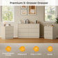 Heynemo Dresser with 6 Drawers for Bedroom, Chest of Drawer with Charging Station for Living Room, Beige
