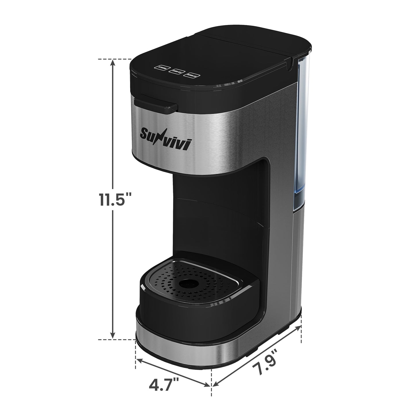 Sunvivi 3-in-1 Iced & Hot Coffee Maker, Single Serve Machine - Removable Reservoir - Black