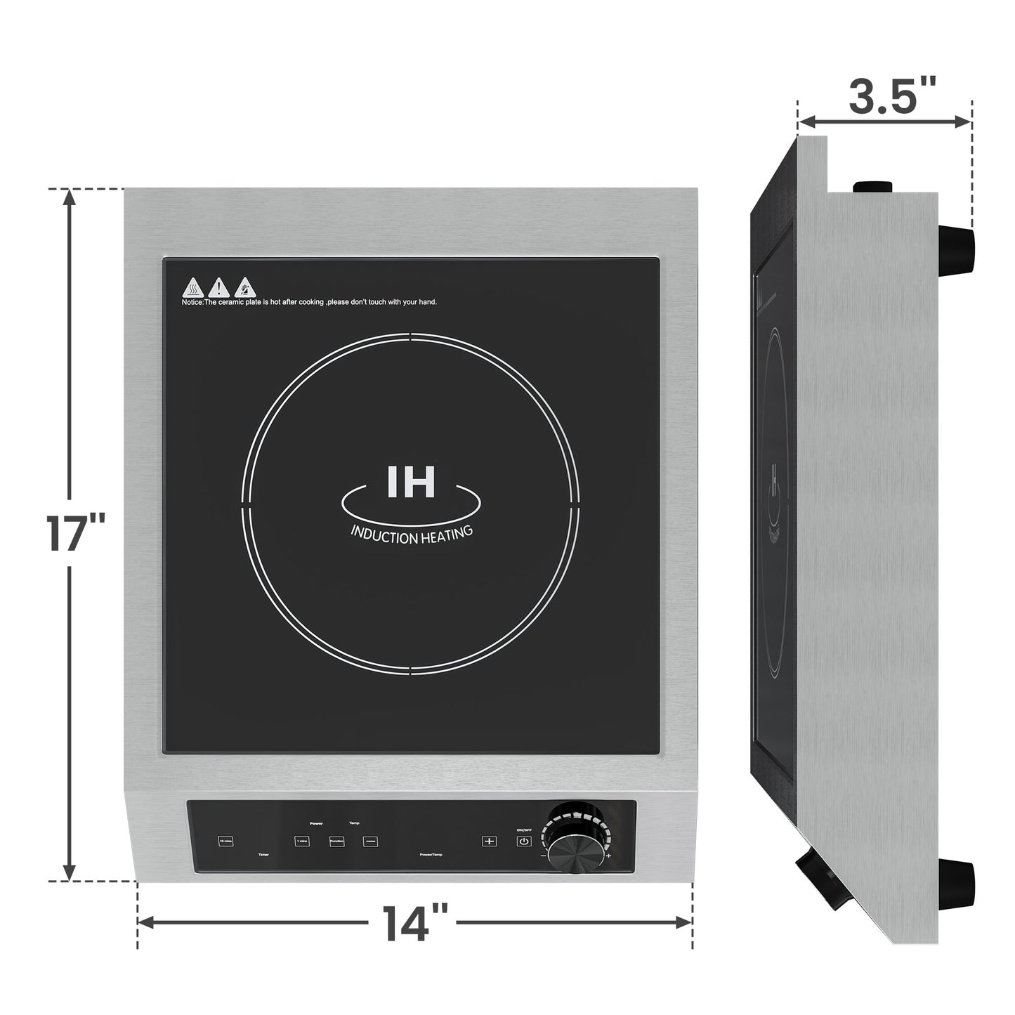 Sunvivi 1800W Portable Induction Cooktop, Commercial-Grade Electric Countertop Burner with Timer, Induction Hot Plate with LED Screen, 10 Power(100W-1800W), 14 Temp Setting(140¡ãF-536¡ãF),Black