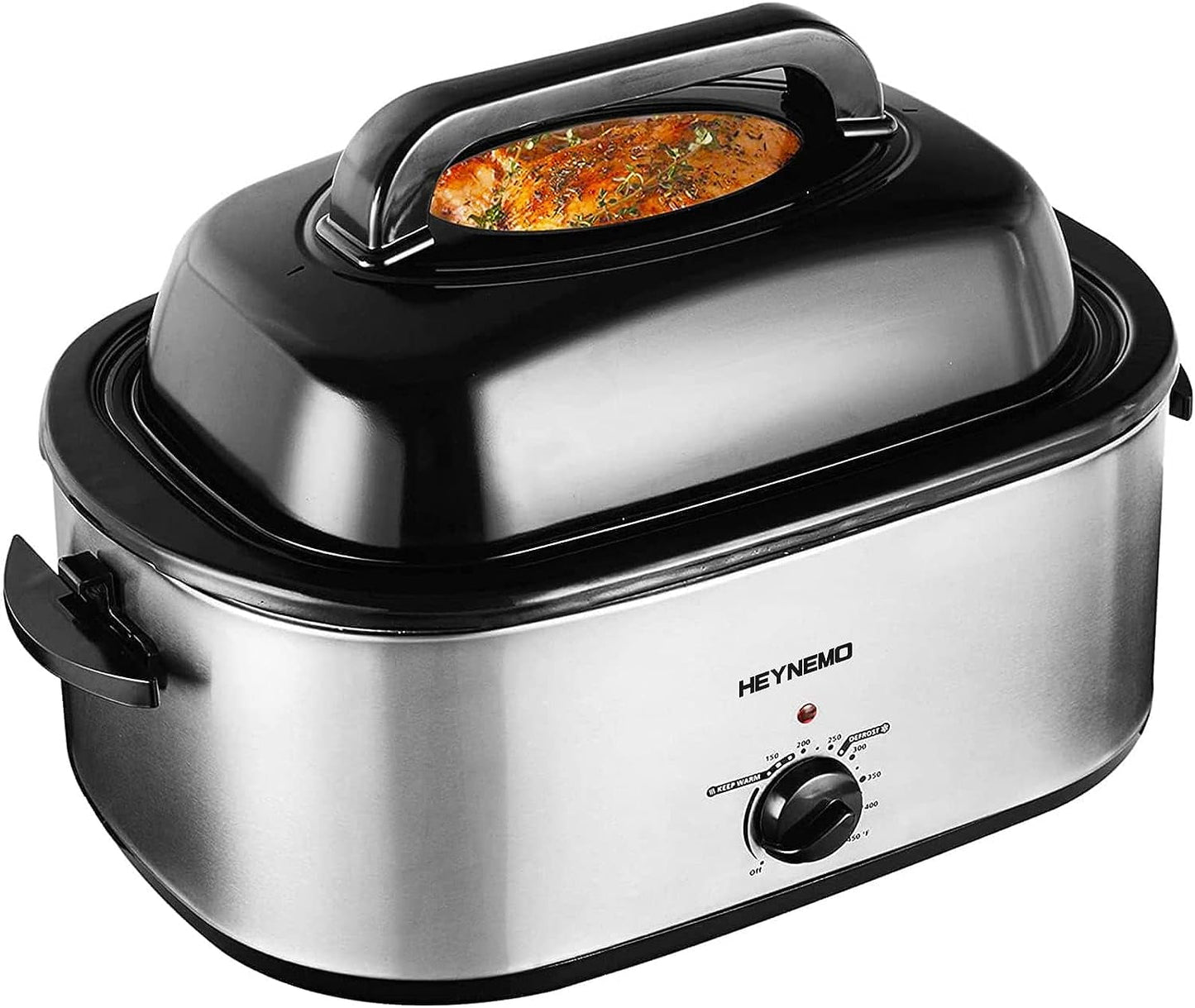CozyHom 24 Quart Electric Roaster Oven Stainless Steel Roaster Oven with Self-Basting Lid Removable Insert Pot, Silver