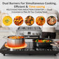 Sunvivi Portable Dual Induction Cooktop, Commercial-Grade Electric Countertop Burner with Timer, Induction Hot Plate with LED Screen, 8 Power(100W-1000W/800W) & 8 Temp Setting(176°F-518°F), Black
