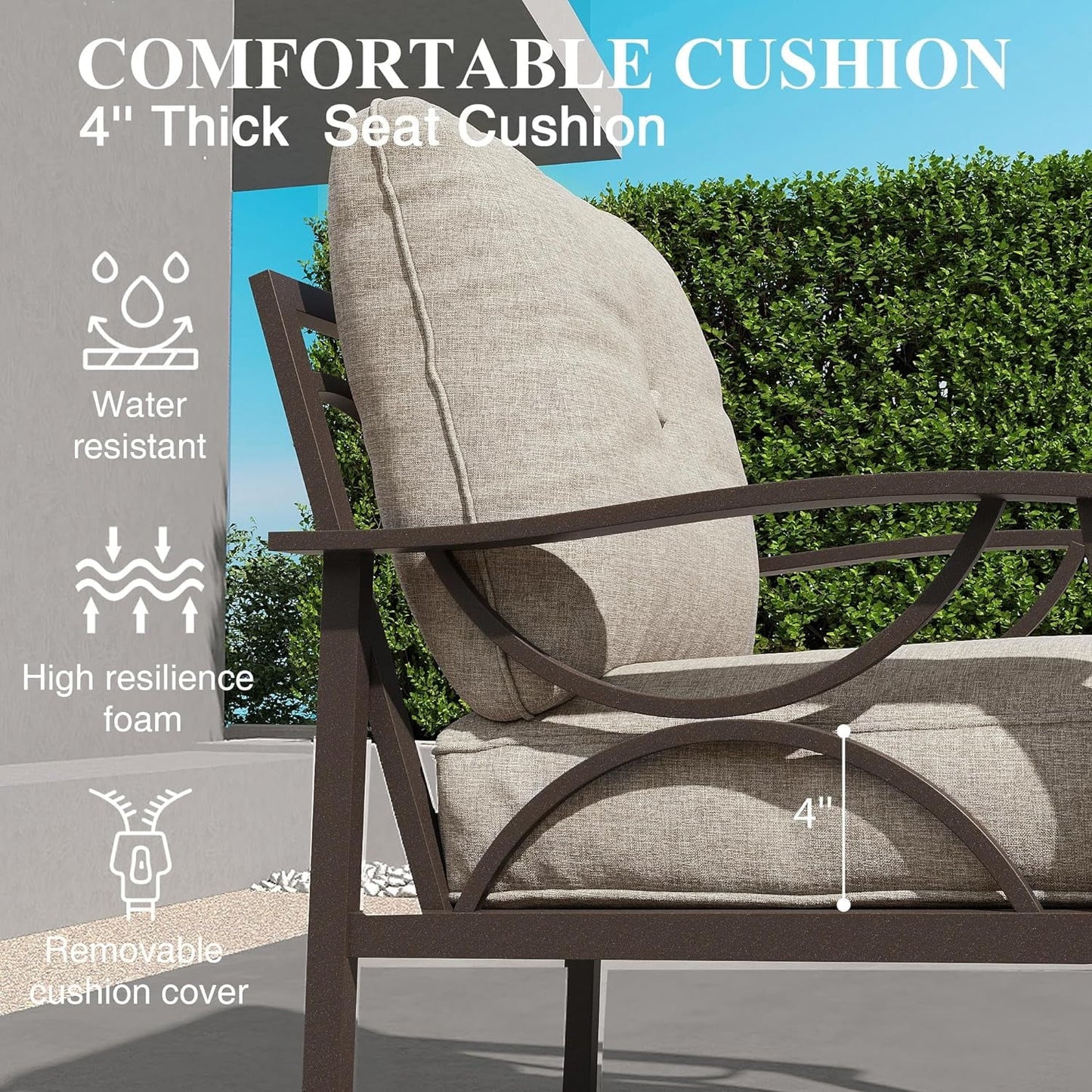 Royalcraft Outdoor Patio Furniture Set, 4 Piece Patio Conversation Set with Coffee Table, Metal Furniture Set for Porch Backyard Garden, Coffee