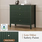 32" Green Fluted Dresser Nightstand, Wide Modern 3 Drawer Wooden Chest, Large Painted Storage Cabinet, for Bedroom, Closet, Hallway, Entryway