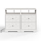 May in Color Large Nightstand with 2 Drawers, Modern Side Table with Charging Station and Diamond Carvings, Accent End Table for Living Room, Bedroom, Entryway, White, Set of 2