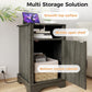 RoyalCraft Farmhouse Nightstand Set of 2, Wooden Rustic End Table with Charging Station, Storage Cabinets, Dark Grey