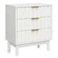 May in Color Fluted 3 Drawer Dresser Set of 2, Wood Closet Organizer for Bedroom, Living Room, Entryway, White