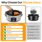 Heynemo 6 Qt Programmable Slow Cooker with 2-in-1 Silicone Liners and Digital Timer - Silver