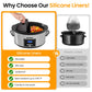Sunvivi 6 Qt Programmable Slow Cooker with 2-in-1 Silicone Liners - Digital Timer - Silver
