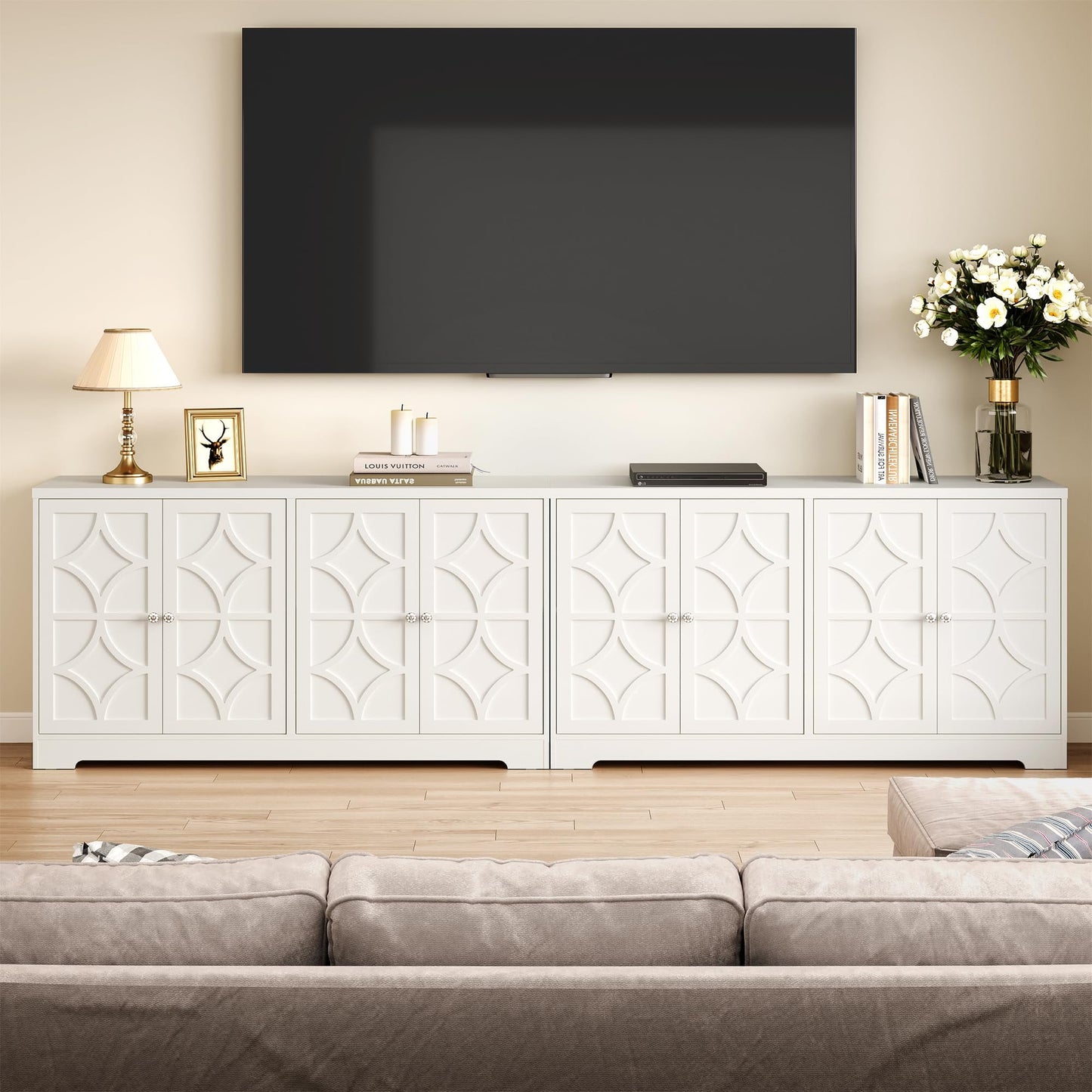 May in Color Sideboard Buffet with Storage Cabinet, 56" Modern Sideboard for Entryway, Dining Room, Living Room, White