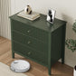 32" Green Fluted Dresser Nightstand, Wide Modern 3 Drawer Wooden Chest, Large Painted Storage Cabinet, for Bedroom, Closet, Hallway, Entryway