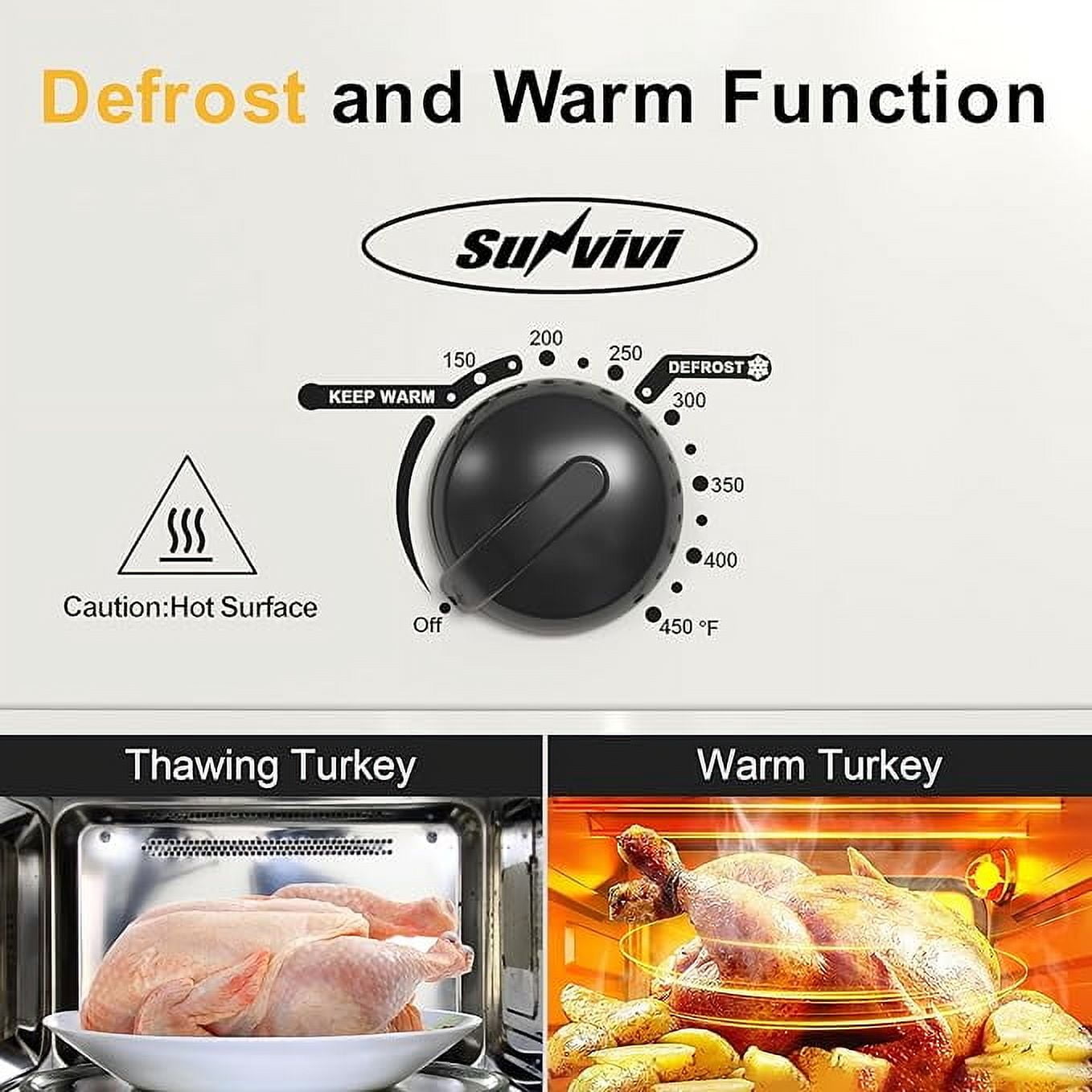 Superjoe 14QT Electric Roaster Oven, with Self-Basting Lid, Stainless Steel Roaster Pan, Silver