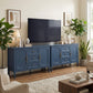Heynemo 2-Door and 3 drawer Sideboard Cabinet Set of 2 with Storage and Adjustable Shelves, Accent Buffet Cabinet for Entryway, Living Room, Dining Room, Blue