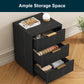 Heynemo Low 3-Drawer Dresser Set of 2, Modern Storage Cabinet with Wavy Drawers for Bedroom, Hallway, or Living Room, Black