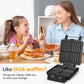 Heynemo 4-Slice Waffle Maker With Nonstick Surface - LCD, Time & Temp Control - Stainless Steel, Silver