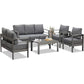 Superjoe Outdoor 3 Seats Patio Aluminum Sofa Furniture, Couch Gray Metal Chair with Cushions, Dark Grey