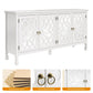 Heynemo Carved Sideboard Cabinet with Storage, 63'' Modern Buffet Cabinet with Mirrored Door and Adjustable Shelves, Accent Cabinet for Entryway, Dining Room, Living Room, White