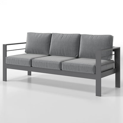 Superjoe Outdoor Patio 3-Seat Aluminum Sofa Couch Furniture with Dark Grey Cushions, Grey