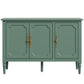 Heynemo 3-Door Storage Cabinet with Adjustable Shelves, Accent Sideboard Cabinet with Turned Legs, Wood Pantry Cabinet, Mid-Century Buffet Cabinet for Entryway, Living Room, Dining Room, Green