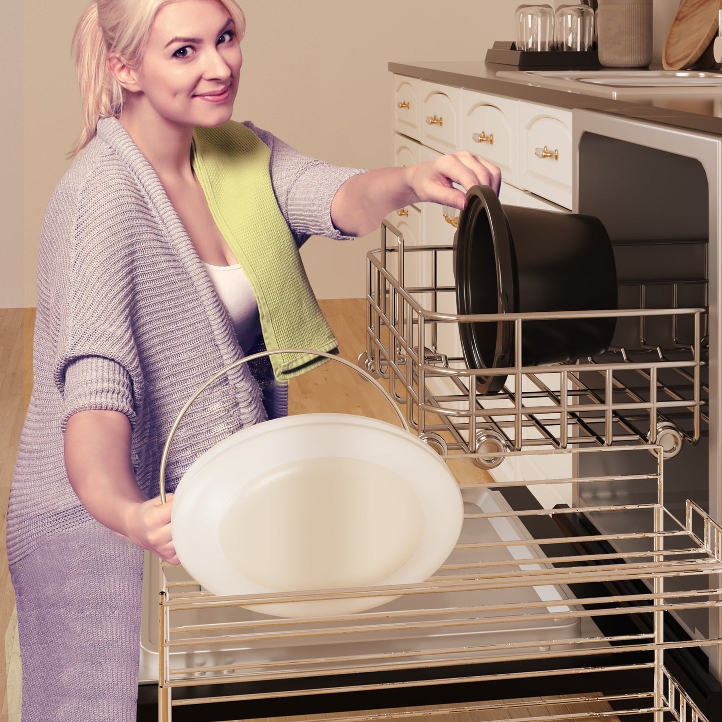 Sunvivi Double Slow Cooker,2 Pot Small Mini Crock Buffet Servers and Warmer,Dual Pot Oval Manual Slow Cooker with Adjustable Temp Removable Ceramic Pot,Stainless Steel, Total 2.5 Quarts Red