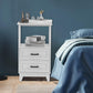 RoyalCraft White Nightstand Set of 2, Wood X-Design Tall Nightstand with 2 Drawers, Modern Side Tables with Storage, Bedside End Tables for Bedroom, Living Room