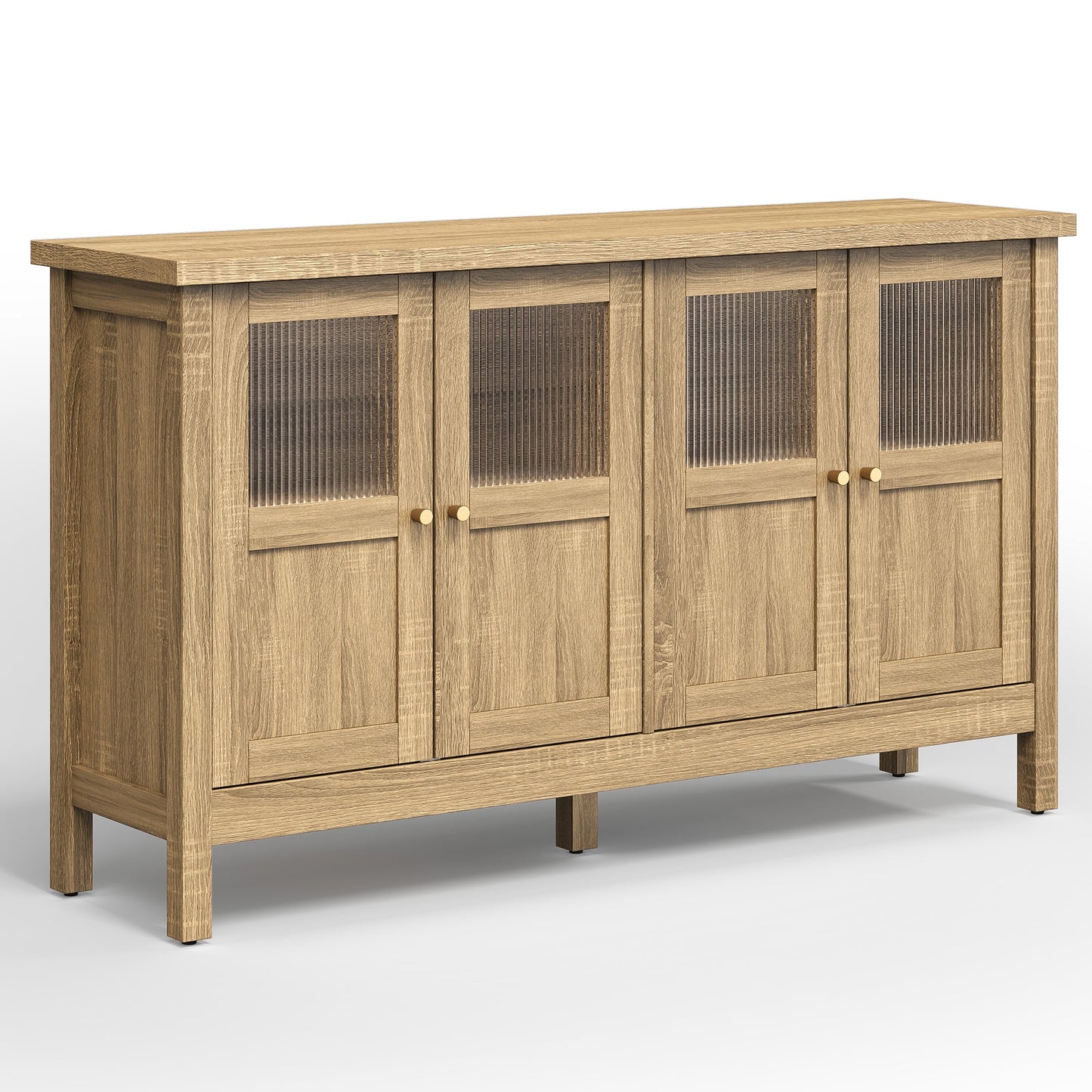 Heynemo Wood Sideboard Credenza with Storage, Buffet Cabinet with Adjustable Shelves, Accent Cabinet with Acrylic Accents for Living Room, Dining Room, Entryway