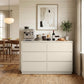May in Color 6 Drawer Dresser with Charging Station for Bedroom, Beige