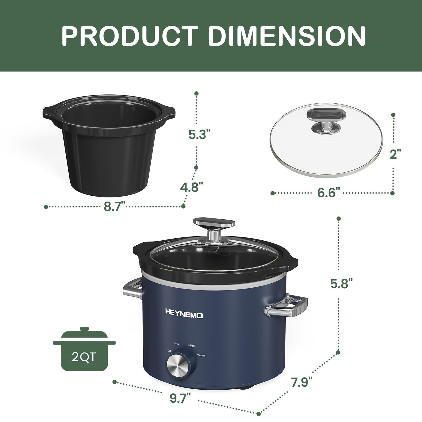 RoyalCraft 2 quart slow cooker small slow cooker mini crock pot 2QT ceramic pot 2 quart crock pot crock pot slow cookers portable crock pot travel crockpot dip crock pot dip pot 2qt