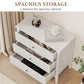 May in Color Large Fluted 3-Drawer Dresser, Wide Chest of Drawers, Modern Wood Dresser with Spacious Storage, White