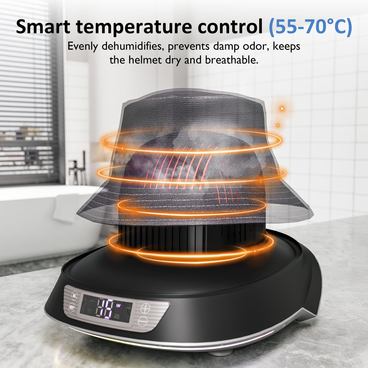 Superjoe Helmet & Cap Care Machine, Black Hat Helmet Care Machine with Steam Iron, UV Light, O? ozone & 3-Color Lighting, Restore Misshapen Cap Shape, Helmet Hat Cleaner for Various Hats and Helmets