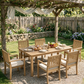 7-Piece Acacia Patio Table and Chairs Set for All-Weather, Outdoor Patio Dining Set with Umbrella Hole and Removable Cushion for 6, Durable Patio Table and Chairs Set for Garden, Heynemo