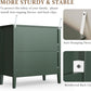 Heynemo Green 30" Dressers Set of 2, Modern 3-Drawer Wood Nightstands with Ball Bearing Slides, Wide Storage Chests for Bedroom, Living Room, Entryway or Office