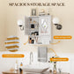 Superjoe Bathroom Medicine Cabinet with Mirror, Vanity Wall Mounted Storage Cabinet with Adjustable Shelves and Towel Bar, Hanging Wall Cabinet for Bathroom, Laundry, Living Room, White