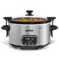 Sunvivi 4QT Programmable Slow Cooker with Locking Lid, Removable Ceramic Pot, 3 Heating Settings & Timer, Stainless Steel, Silver