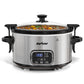 Heynemo 4QT Programmable Slow Cooker with Locking Lid, Removable Ceramic Pot, 3 Heating Settings & Timer, Dishwasher-Safe, Stainless Steel