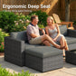 Royalcraft Outdoor Patio Set,5 Pcs PE Wicker Rattan Outdoor Furniture Set, Tempered Glass Coffee Table, Grey