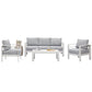 Superjoe Aluminum Outdoor Furniture Set 4 Pcs Patio Sectional Conversation Sofa Set with Coffee Table,White