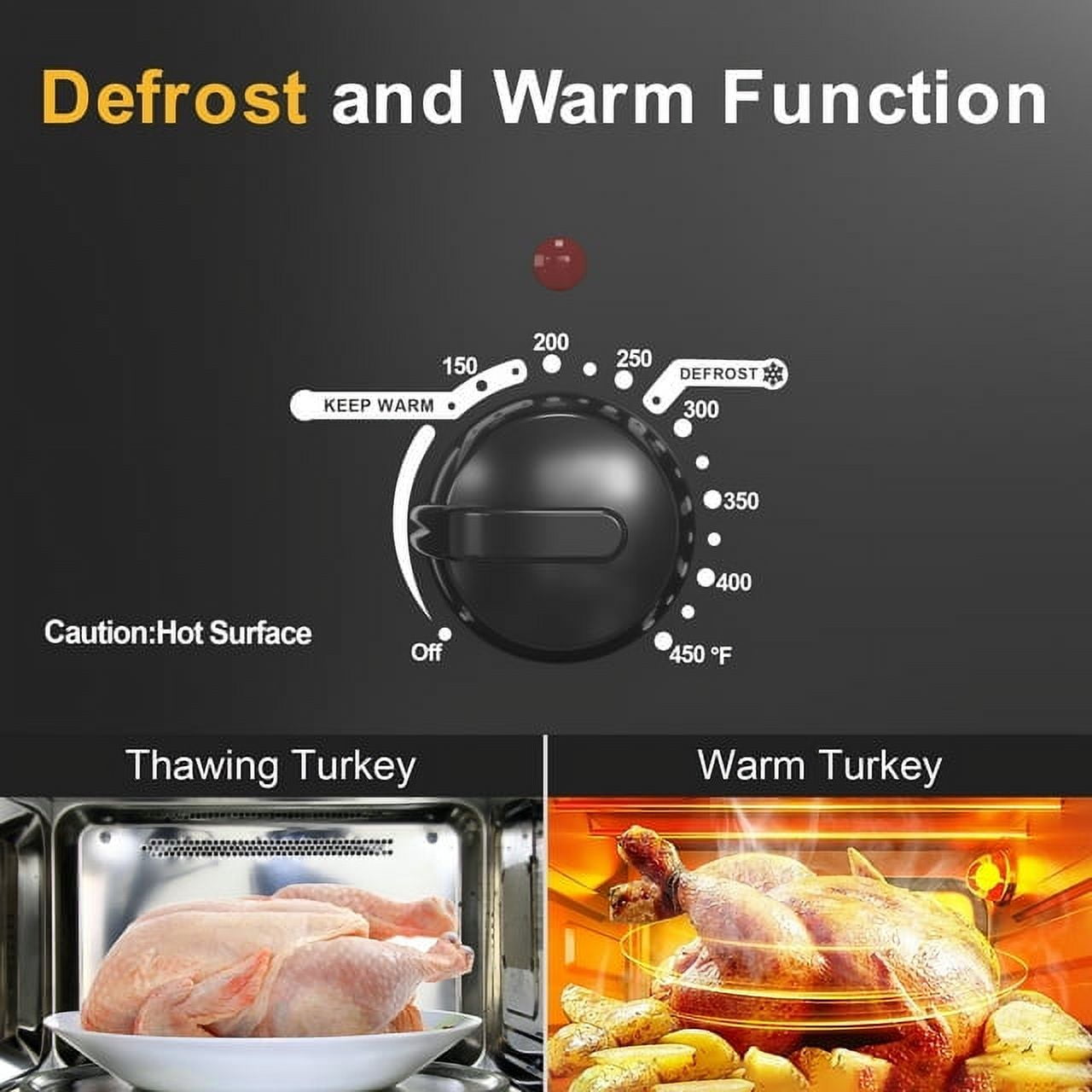 Royalcraft 26 Quart Electric Turkey Roaster Oven with Visible & Self-Basting Lid, Stainless Steel