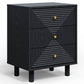Heynemo Nightstand with 3 Drawers Set of 2, Modern Chest of Drawers for Bedroom, Living Room, Entryway, Black