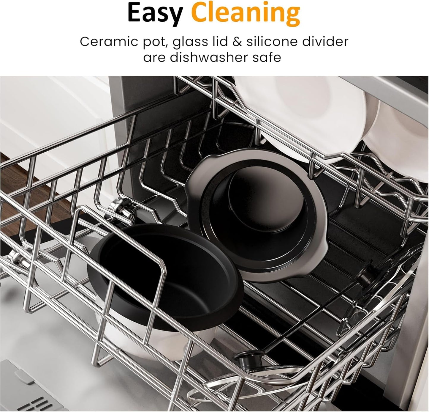 Sunvivi 2 in 1 Slow Cooker and Rice Cooker, Multi Slow Cooker with 1.5 QT Ceramic Pot & 3 Cup Rice Cooker , Non-Stick Aluminum Pot & Indicator Lights, Dual Control Knob, Stainless Steel