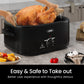 Sunvivi 26 Quart Electric Turkey Roaster Oven with Visible Glass Lid,Removable Pan & Rack, Stainless Steel, Black