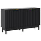 Heynemo Black 55'' Buffet Cabinet with Fluted Door and Adjustable Shelves