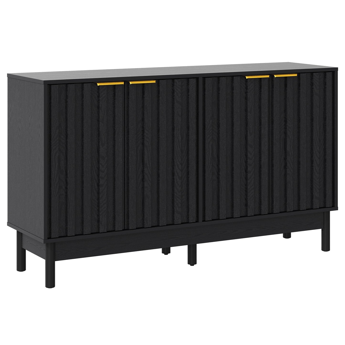 Heynemo Black 55'' Buffet Cabinet with Fluted Door and Adjustable Shelves