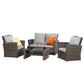 Superjoe 4 Piece Outdoor Patio Furniture Set Rattan Sectional Conversation Set, 4 Cushioned Seats, Gray, 4