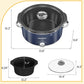 Heynemo 4 Quart Slow Cooker, Mini Food Warmer with Removable Ceramic Pot, 3 Heat Settings, Dishwasher Safe Lid, Stainless Steel, Blue